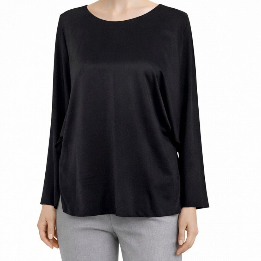 Giorgio Armani black satin silk blouse size 48